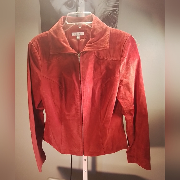 Suede/leather..100%...red jacket